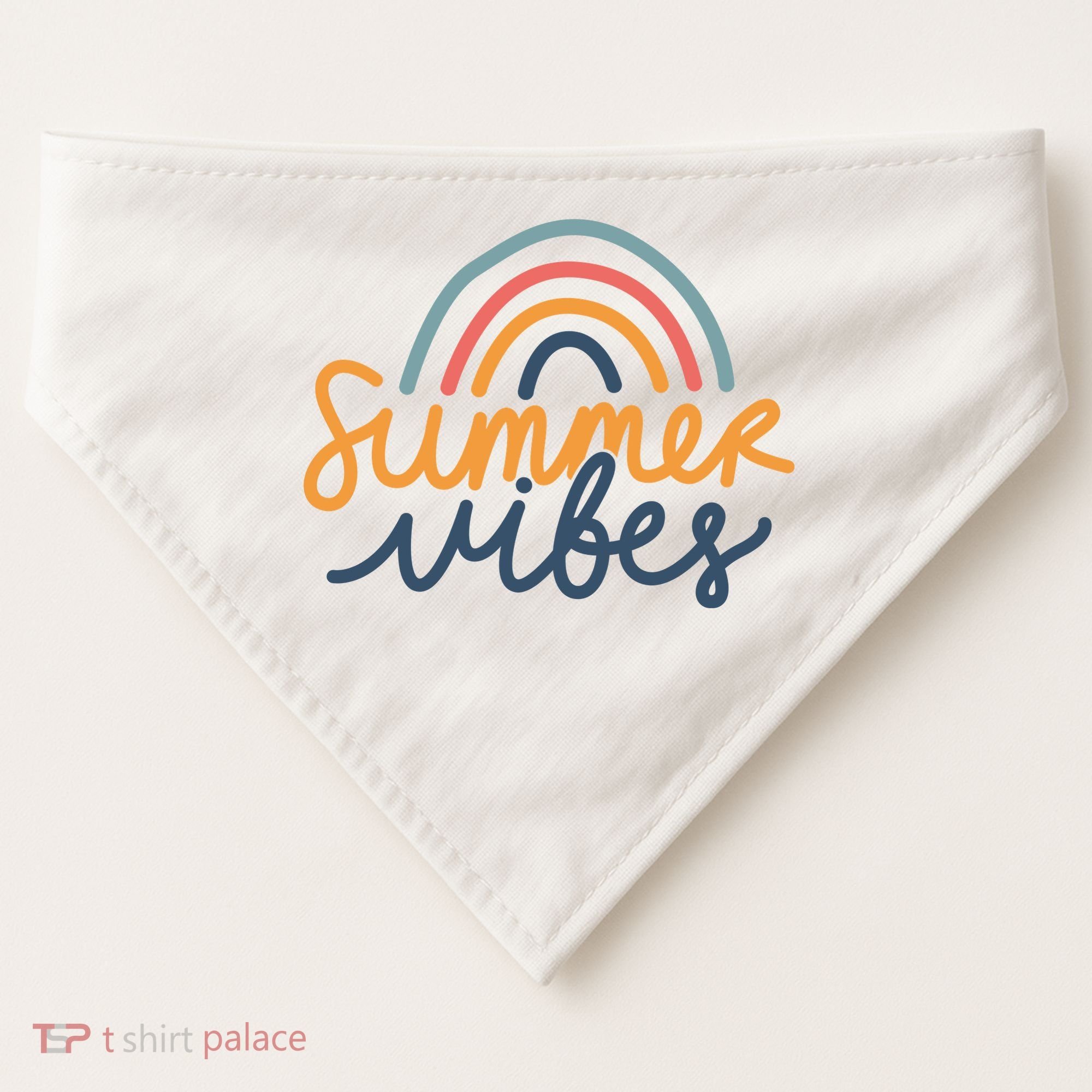 Summer Vibes Rainbow Cute USA-Made Doggie Bandana