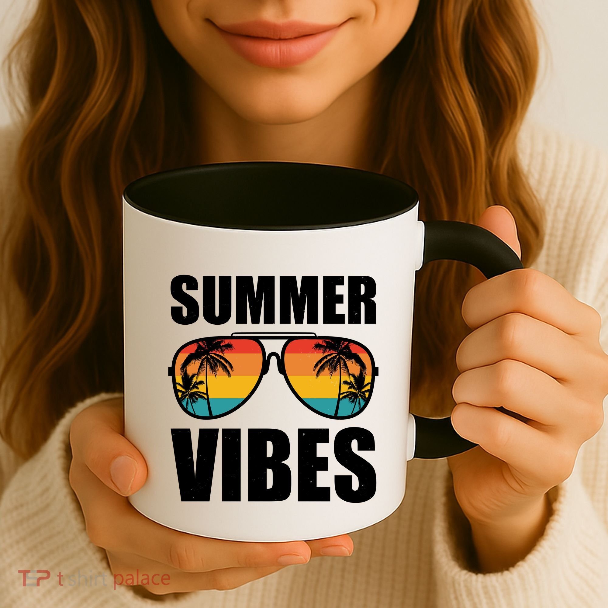 Summer Vibes Sunset Beach Tropical Coffee Mug