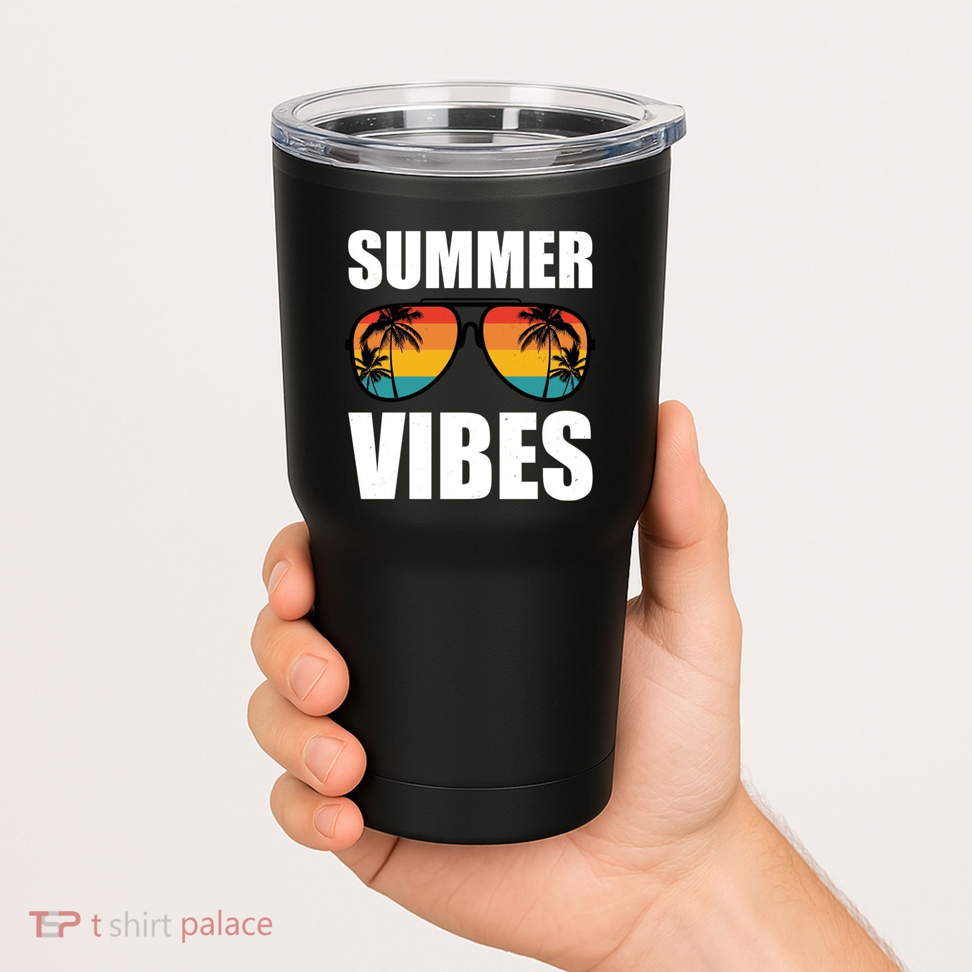 Summer Vibes Sunset Beach Tropical Tumbler