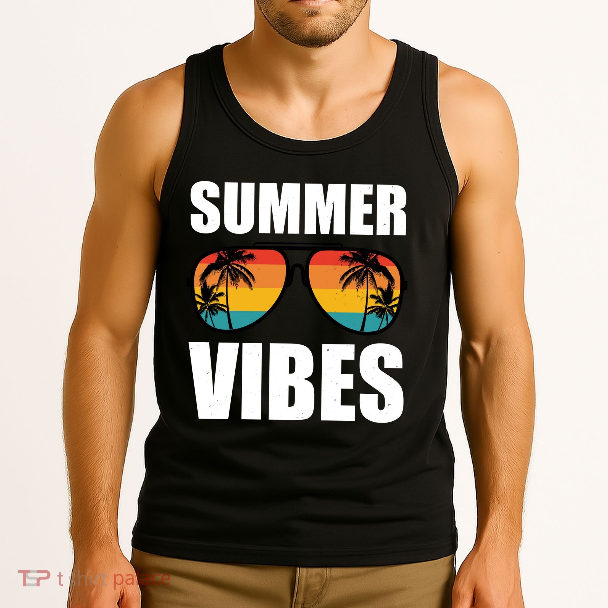 Summer Vibes Sunset Beach Tropical Tank Top
