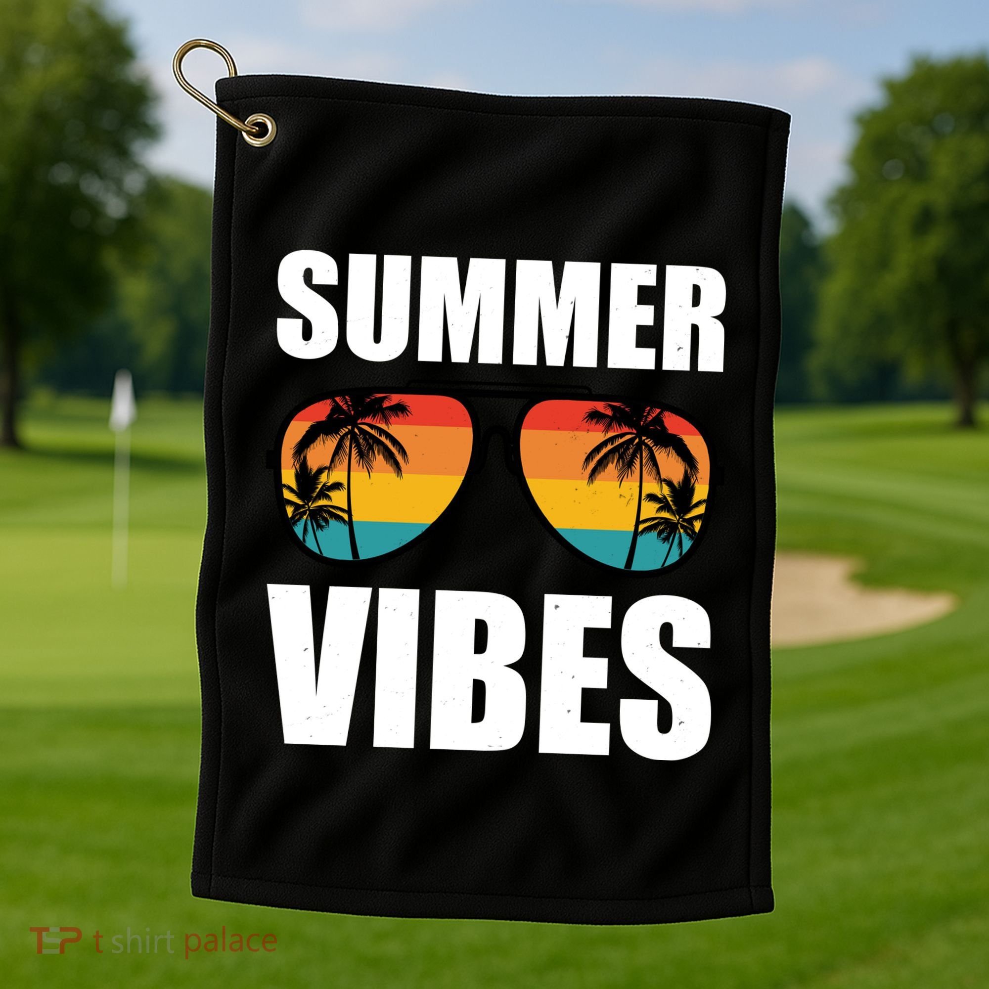 Summer Vibes Sunset Beach Tropical Golf Towel