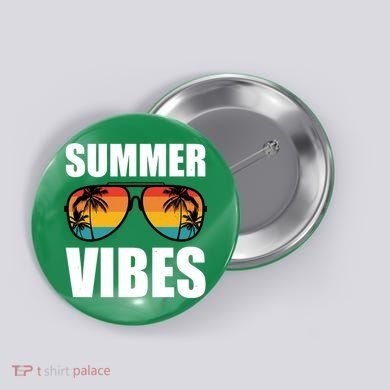 Summer Vibes Sunset Beach Tropical Button