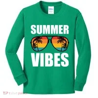 Summer Vibes Sunset Beach Tropical Kids Long Sleeve Shirt thumb 0