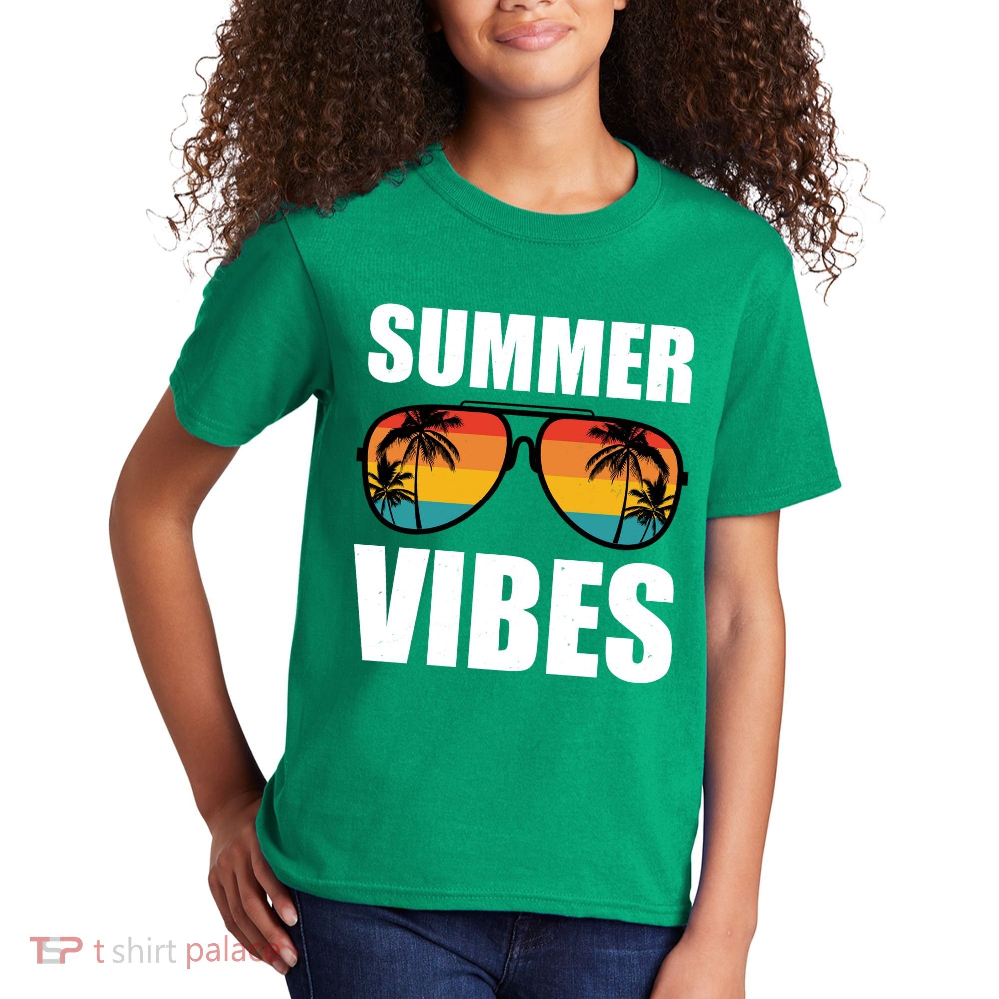 Summer Vibes Sunset Beach Tropical Kids T-Shirt