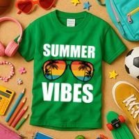 Summer Vibes Sunset Beach Tropical Kids T-Shirt thumb 3