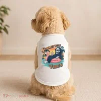 Summerween Vibes Skeleton Flamingo Float Summer Halloween Doggie Tank thumb 2