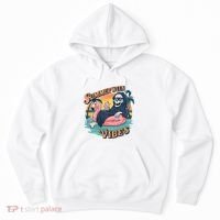 Summerween Vibes Skeleton Flamingo Float Summer Halloween Hoodie thumb 0