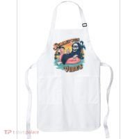 Summerween Vibes Skeleton Flamingo Float Summer Halloween Apron thumb 0