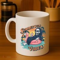 Summerween Vibes Skeleton Flamingo Float Summer Halloween Coffee Mug thumb 4