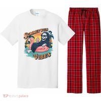 Summerween Vibes Skeleton Flamingo Float Summer Halloween Pajama Set thumb 0