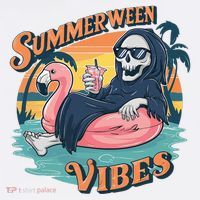 Summerween Vibes Skeleton Flamingo Float Summer Halloween Women's Hoodie thumb 2