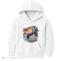 Summerween Vibes Skeleton Flamingo Float Summer Halloween Kids Hoodie thumb 0