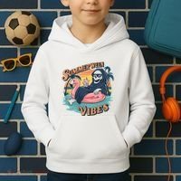 Summerween Vibes Skeleton Flamingo Float Summer Halloween Kids Hoodie thumb 2