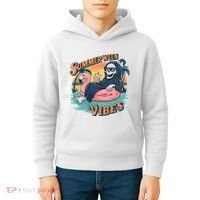 Summerween Vibes Skeleton Flamingo Float Summer Halloween Kids Hoodie thumb 4
