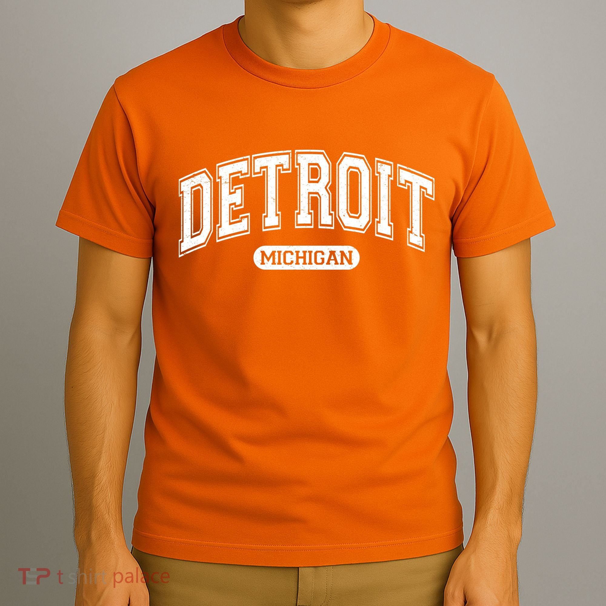 Sporty Varsity Style Detroit Michigan T-Shirt