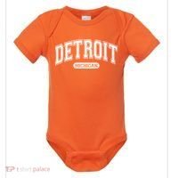 Sporty Varsity Style Detroit Michigan Baby Bodysuit thumb 0