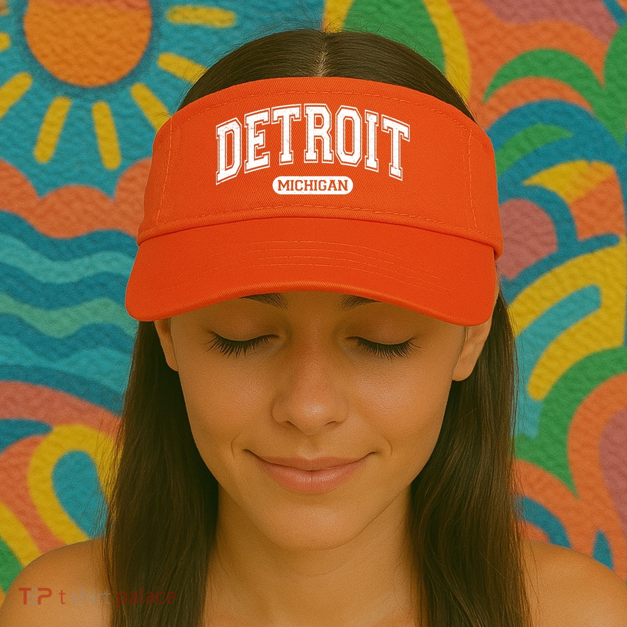 Sporty Varsity Style Detroit Michigan Visor