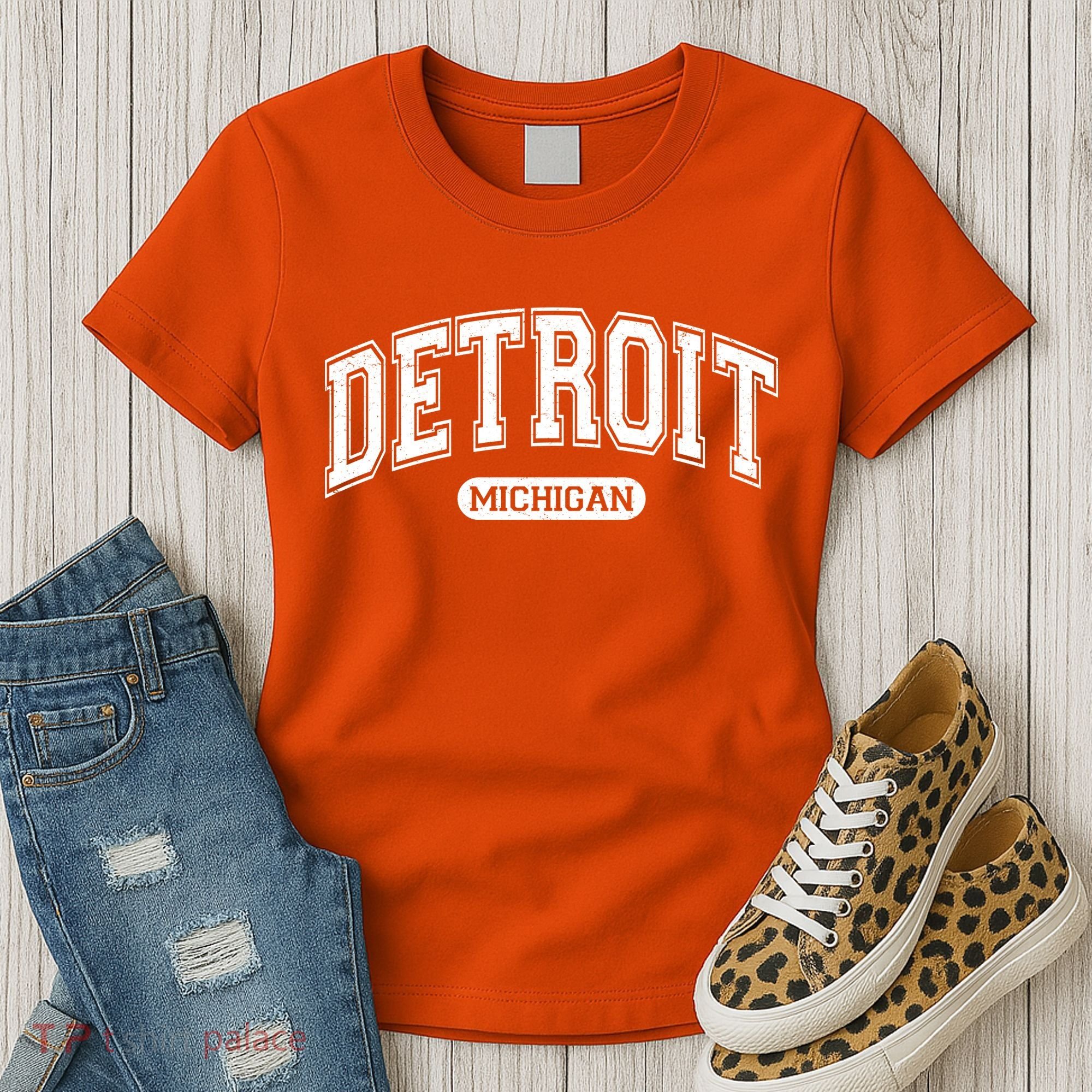 Sporty Varsity Style Detroit Michigan Women's T-Shirt