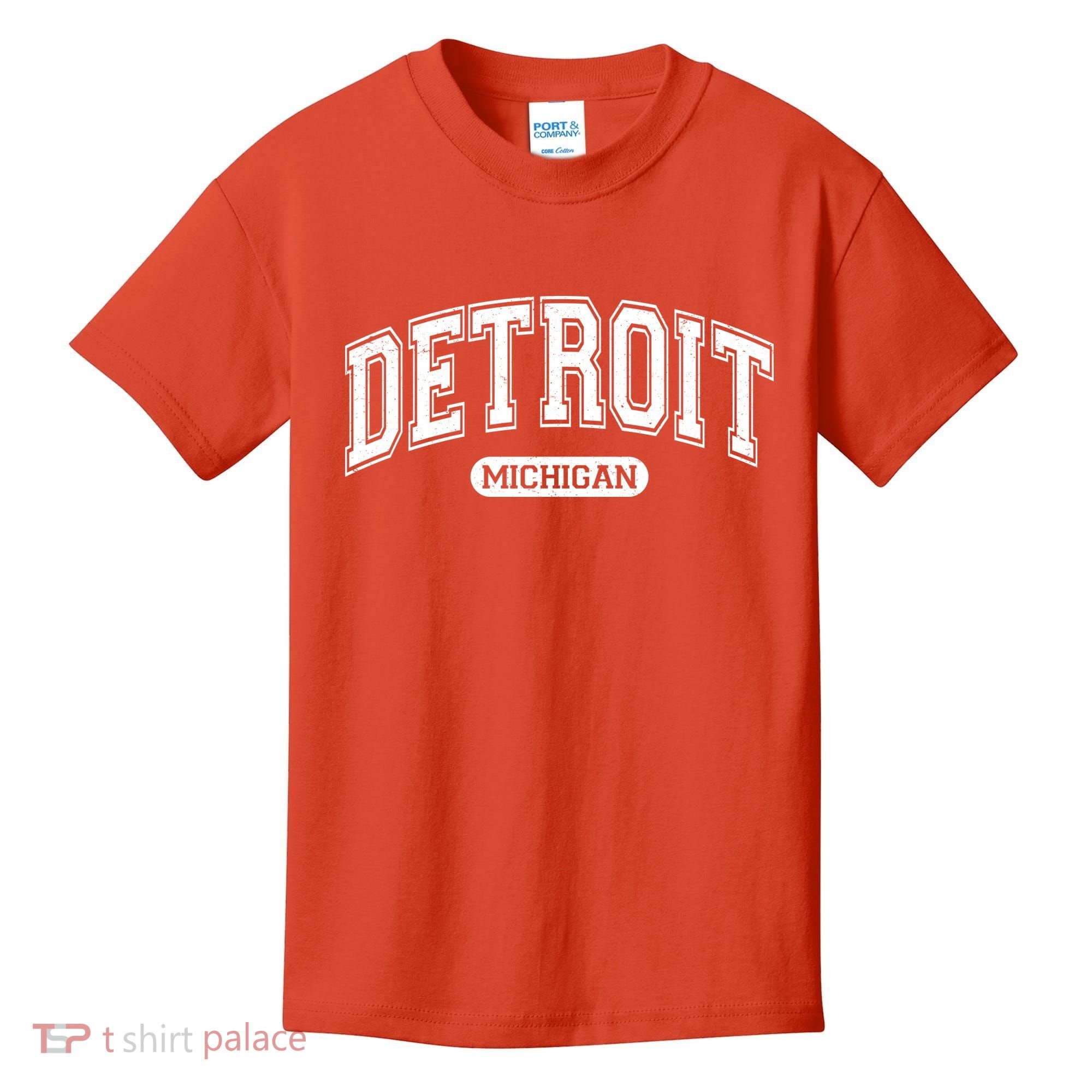 Sporty Varsity Style Detroit Michigan Kids T-Shirt