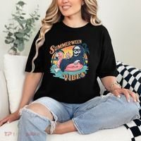 Summerween Vibes Skeleton Flamingo Float Summer Halloween Comfort Colors T-Shirt thumb 2