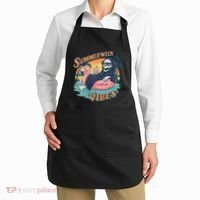 Summerween Vibes Skeleton Flamingo Float Summer Halloween Apron thumb 2