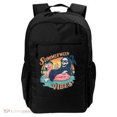Summerween Vibes Skeleton Flamingo Float Summer Halloween Backpack