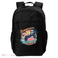 Summerween Vibes Skeleton Flamingo Float Summer Halloween Backpack thumb 0