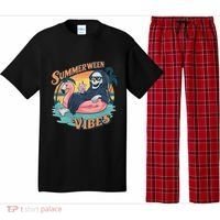 Summerween Vibes Skeleton Flamingo Float Summer Halloween Pajama Set thumb 0