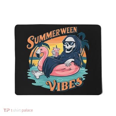 Summerween Vibes Skeleton Flamingo Float Summer Halloween Mousepad