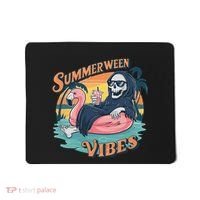 Summerween Vibes Skeleton Flamingo Float Summer Halloween Mousepad thumb 0