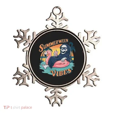 Summerween Vibes Skeleton Flamingo Float Summer Halloween Ornament