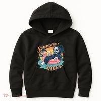 Summerween Vibes Skeleton Flamingo Float Summer Halloween Kids Hoodie thumb 0