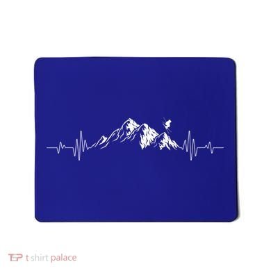 Ski Vintage Skier Heartbeat Mountains Retro Skiing Ecg Gift Mousepad