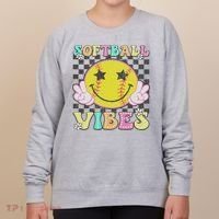 Softball Vibes Softball Retro Groovy Game Day Women Women's Sweatshirt thumb 0