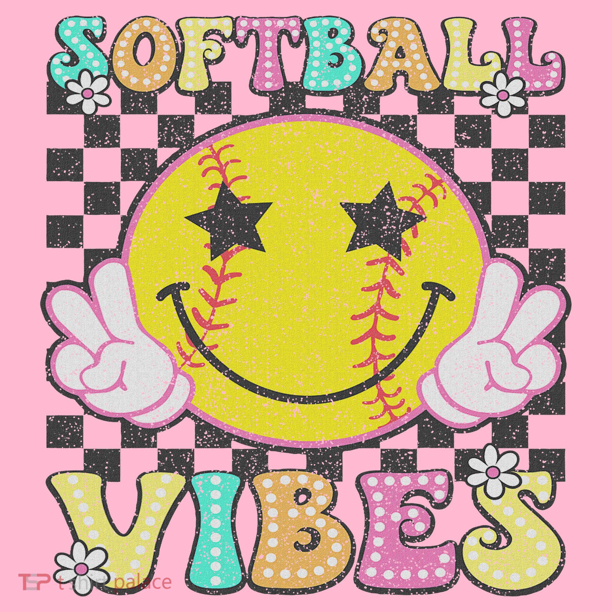 Softball Vibes Softball Retro Groovy Game Day Women Coaster