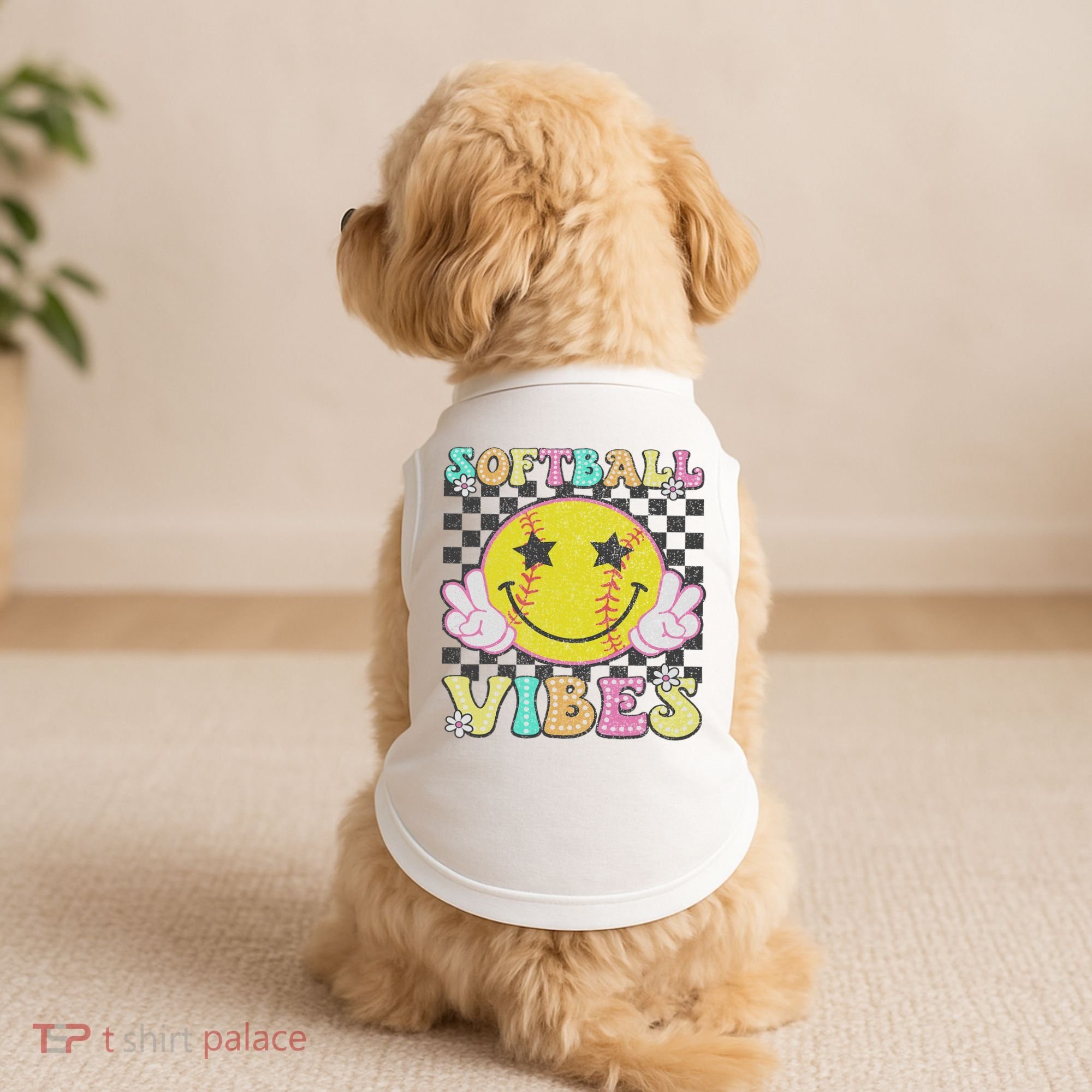 Softball Vibes Softball Retro Groovy Game Day Women Doggie Tank