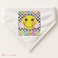 Softball Vibes Softball Retro Groovy Game Day Women USA-Made Doggie Bandana thumb 0