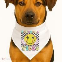 Softball Vibes Softball Retro Groovy Game Day Women USA-Made Doggie Bandana thumb 1