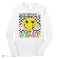 Softball Vibes Softball Retro Groovy Game Day Women Long Sleeve Shirt thumb 0