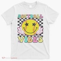 Softball Vibes Softball Retro Groovy Game Day Women T-Shirt thumb 0