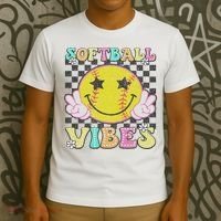 Softball Vibes Softball Retro Groovy Game Day Women T-Shirt thumb 3