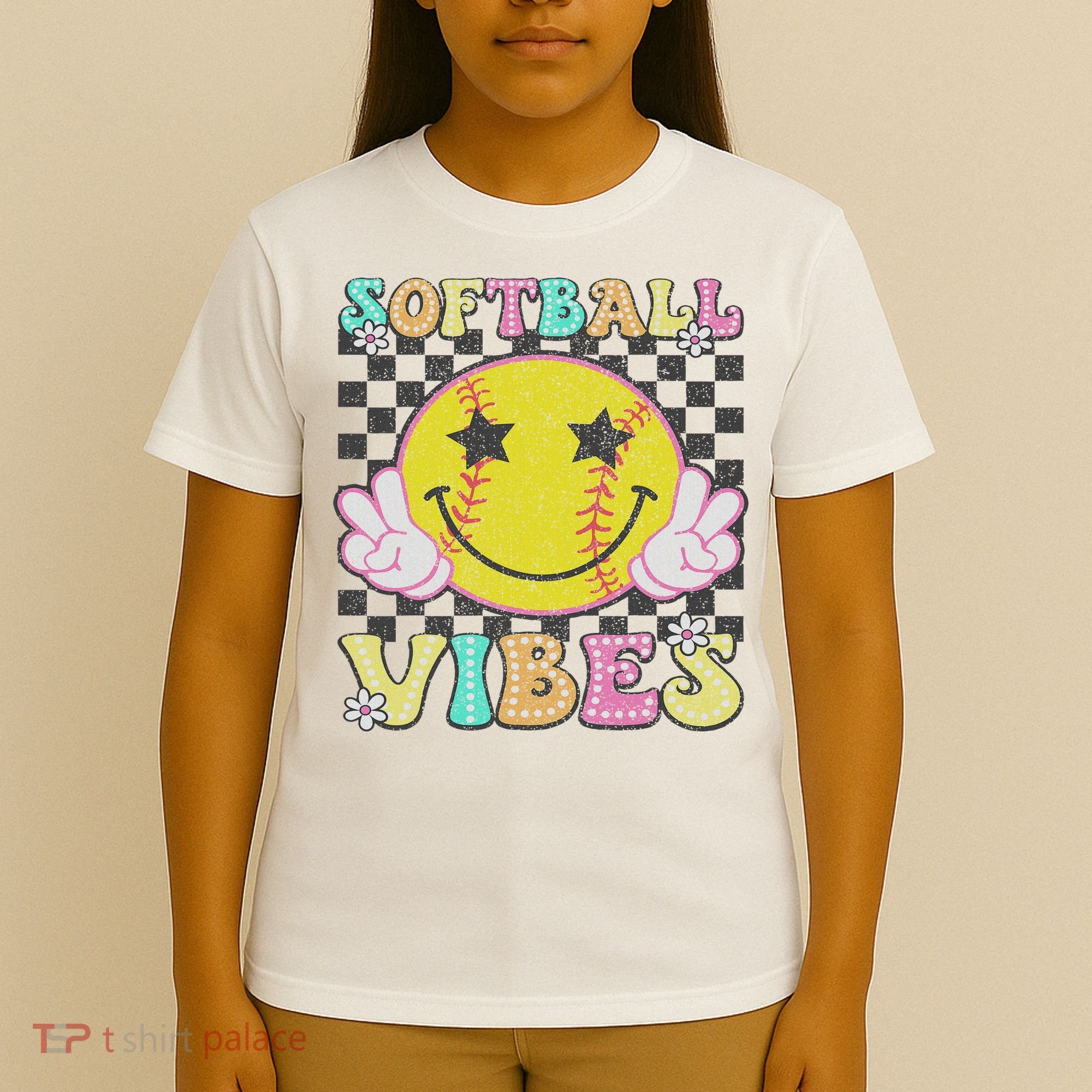Softball Vibes Softball Retro Groovy Game Day Women T-Shirt