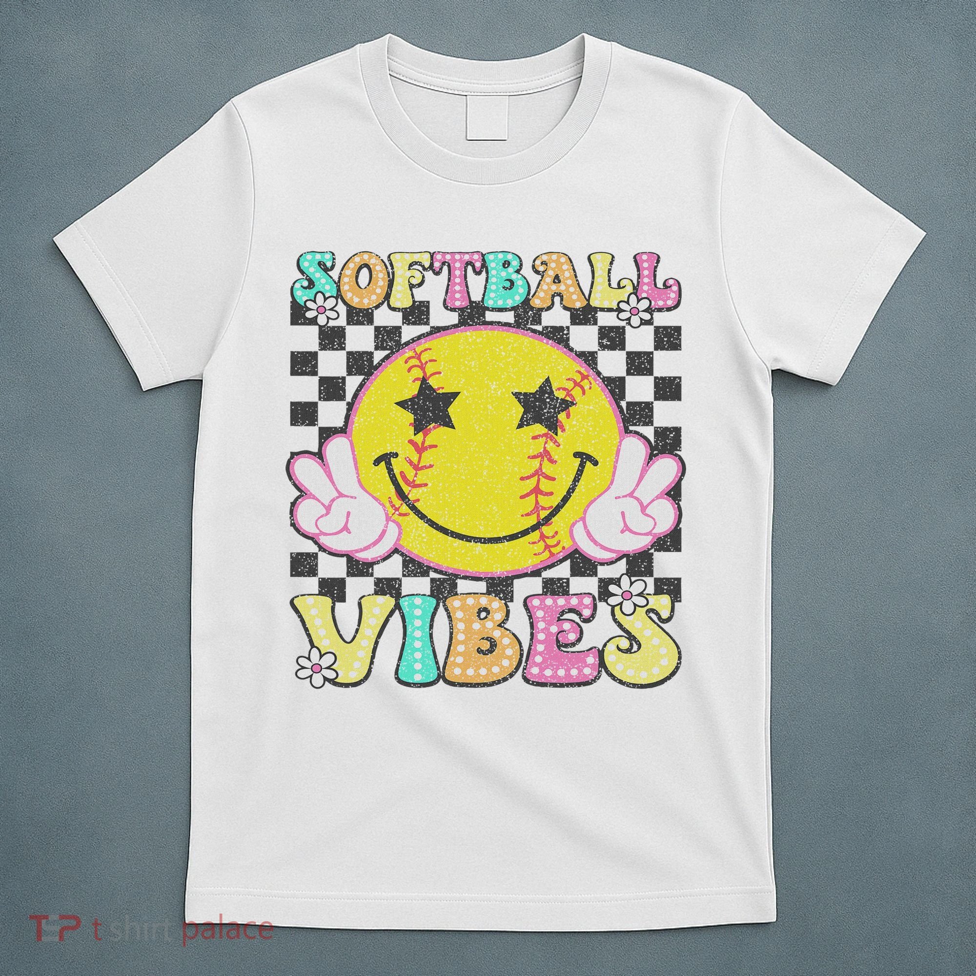 Softball Vibes Softball Retro Groovy Game Day Women T-Shirt