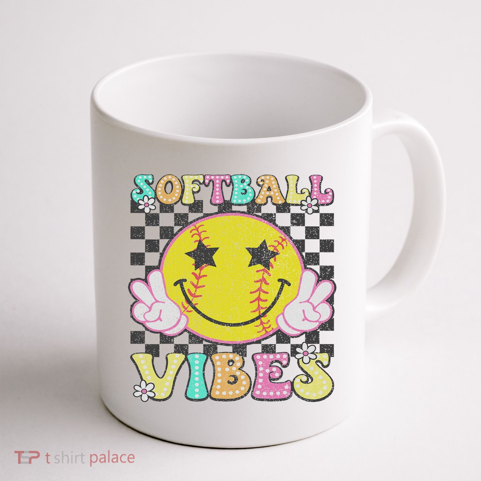 Softball Vibes Softball Retro Groovy Game Day Women Coffee Mug