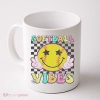 Softball Vibes Softball Retro Groovy Game Day Women Coffee Mug thumb 0