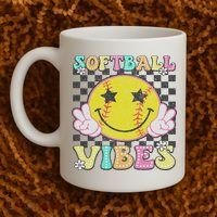 Softball Vibes Softball Retro Groovy Game Day Women Coffee Mug thumb 2