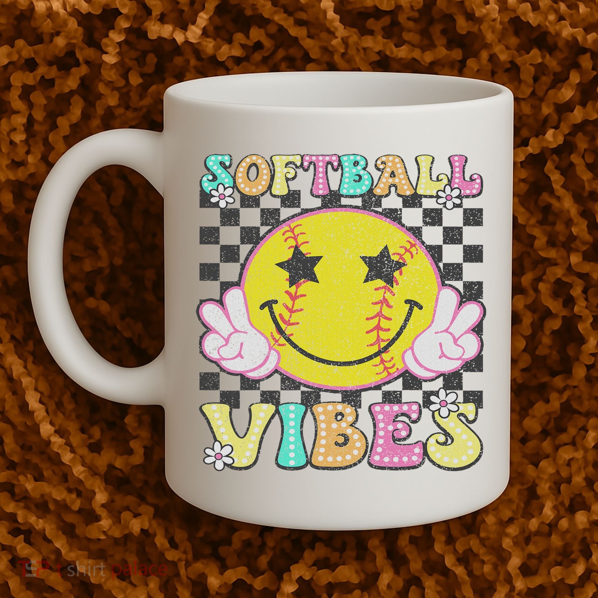 Softball Vibes Softball Retro Groovy Game Day Women Coffee Mug