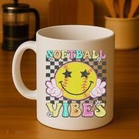 Softball Vibes Softball Retro Groovy Game Day Women Coffee Mug thumb 4