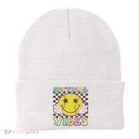 Softball Vibes Softball Retro Groovy Game Day Women Beanie thumb 0