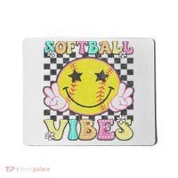 Softball Vibes Softball Retro Groovy Game Day Women Mousepad thumb 0